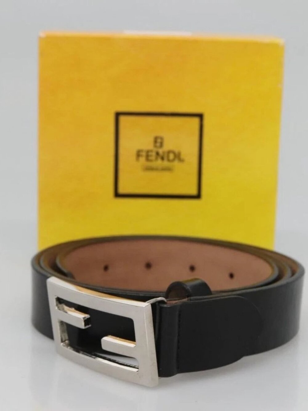 FENDI Belt Leather 41.3" Black Auth sw412 - Picture 11 of 11